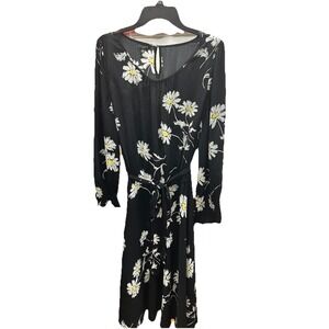 Vintage Talbots Woman's Dress, Black & White Daisy Print, Fit & Flare  Midi, 14P